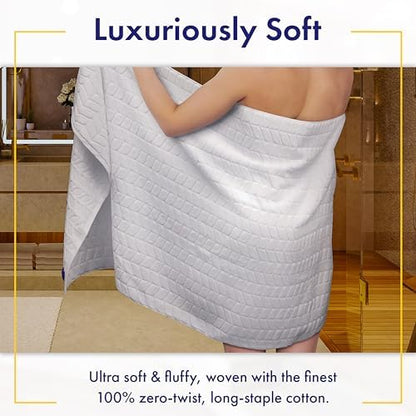 Alusa Home Ultra Soft & Stylish 700 GSM Luxury Bath Towels - 100% Zero-Twist, Long-Staple Cotton - Remarkably Absorbent & Quick Drying - 6 Piece Towel Set (White)