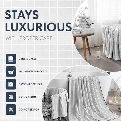 4 Piece Bath Towel Set 35"x70"Oversized Bath Towel for Bathroom Ultra Soft Fluffy Extra Large Bath Sheet Luxury Premium Bathroom Towel Highly Absorbent Quick Dry Shower Towel for Hotel Spa,Black White
