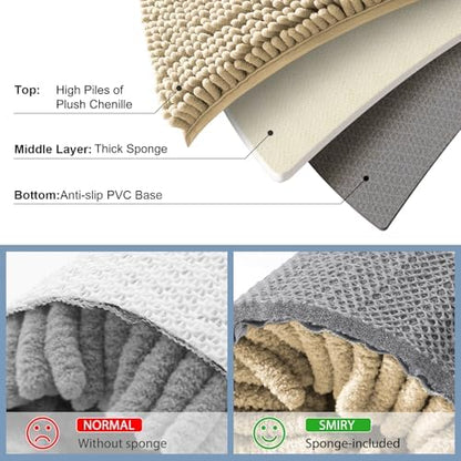 Smiry Toilet Rugs U-Shaped 20x20, Extra Soft Absorbent Contoured Bath Mat