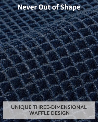 tchdio Waffle Bath Mat Rug, Super Absorbent Non Slip Bath Mats Ultra Soft Bathmat Machine Washable Bathroom Rugs with Tassels, Bath Rugs for Bathroom Floor Beside Tub, 17" x 24", Navy Blue