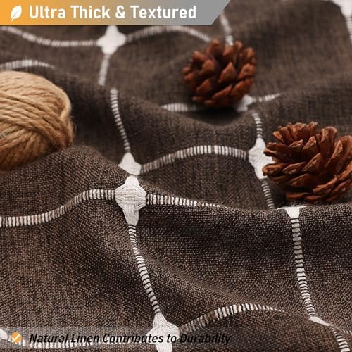BTTN Extra Long Boho Linen Heavy Duty Fabric Shower Curtain, 72x96, Brown