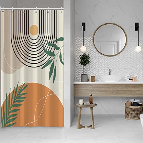 Mid Century Stall Shower Curtain with Hooks 48x72 Inch