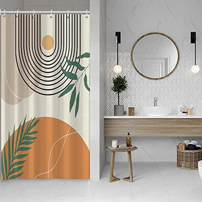 Mid Century Stall Shower Curtain with Hooks 48x72 Inch