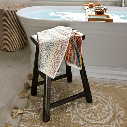 SKL Home Rhapsody Hand Towel Set-2pc, Premium 100% Cotton, Spice