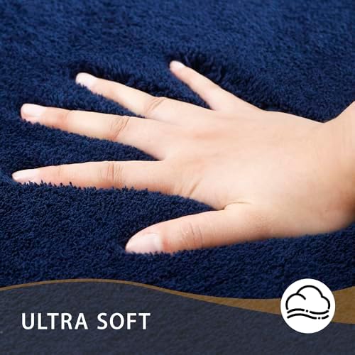 MINIDEAR Bathroom Rugs 32x20 Navy Blue - Thick Memory Foam Bath Mat, Ultra Soft & Plush Fluffy, Non-Slip, Quick Dry, Absorbent Washable Floor Microfiber Mat for, Tub, Home Decor Accessories