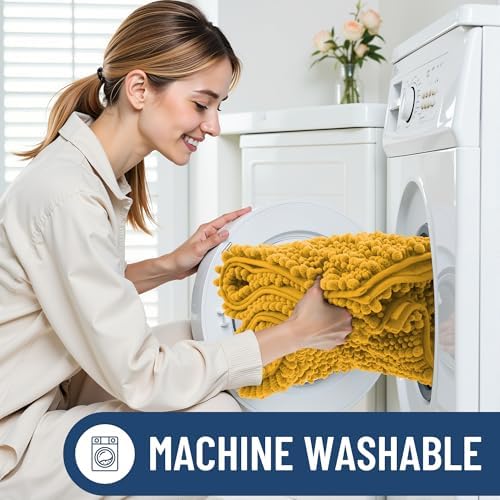Smiry Bathroom Rugs 34X21, Extra Soft Rubber Backing Chenille Bath Mats