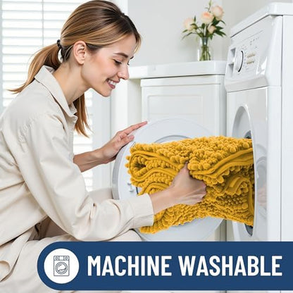 Smiry Bathroom Rugs 34X21, Extra Soft Rubber Backing Chenille Bath Mats