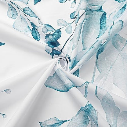 Gibelle Spa Blue Eucalyptus Shower Curtain, Watercolor Floral Print, 36x72