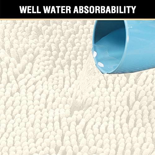 H.VERSAILTEX Microfiber Bath Rugs Chenille Floor Mat Ultra Soft Washable Bathroom Dry Fast Water Absorbent Bedroom Area Rugs, 24 x 42 - Inch, Cream