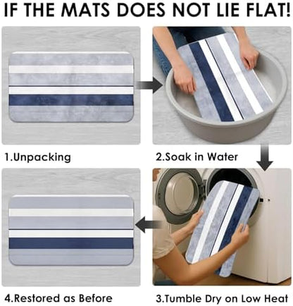 Bathroom Sets with Shower Curtain and Rug 4 Pcs Abstract Navy Blue