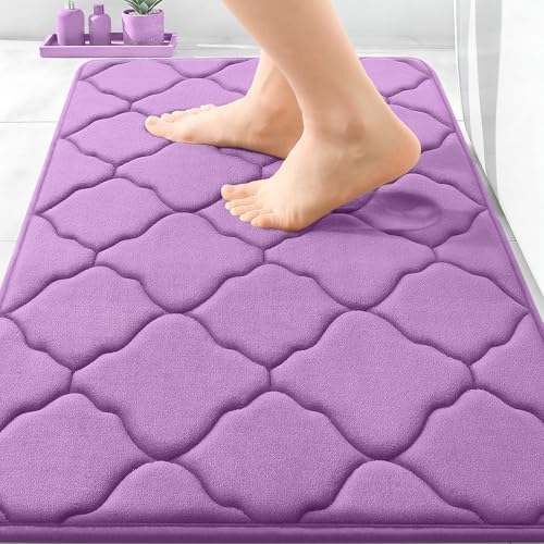 OLANLY Memory Foam Bath Mat Rug 30x20, Ultra Soft Bathroom Rugs, Lavender