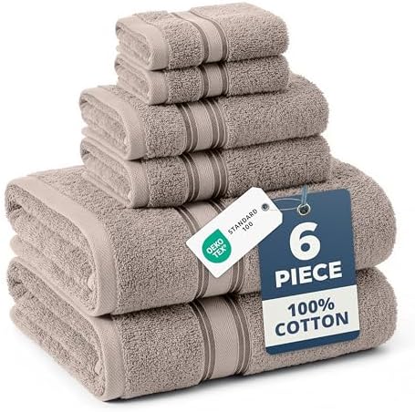 LANE LINEN Towel Set Soft Absorbent Quick Dry 100% Cotton - Platinum