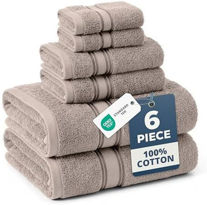 LANE LINEN Towel Set Soft Absorbent Quick Dry 100% Cotton - Platinum