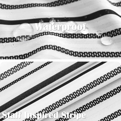 jinchan Extra Long Shower Curtain 78 Inch Length Black and White Modern Farmhouse Striped Waterproof Fabric Shower Curtains for Bathroom with 12 Hooks Machine Washable 70x78 Inches