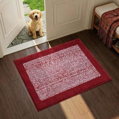 Bathroom Rugs 24x17 Non Slip Washable, Soft Absorbent Bath Mat Red