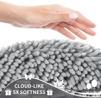 Yimobra Toilet Rugs U Shaped Washable, Extra Thick Soft Absorbent Chenille Contour Bathroom Rugs for Toilet 24x20 Inch, Quick Dry Non Slip Toilet Mat for Bath Floor, Light Grey