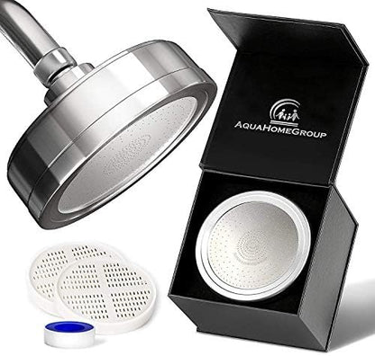 AquaHomeGroup Filtered Shower Head, Chrome, 2-Stage, 2.5 GPM, 2 Cartridges
