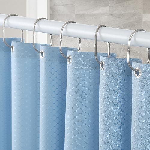 24 Pcs Shower Curtain Rings, Goowin Shower Curtain Hooks, Oval Snap Shower Rings for Curtain, Metal Shower Curtain Rings Rust Proof, Glide Smoothly Shower Hooks for Shower Curtain Rod (Matte Nickel)