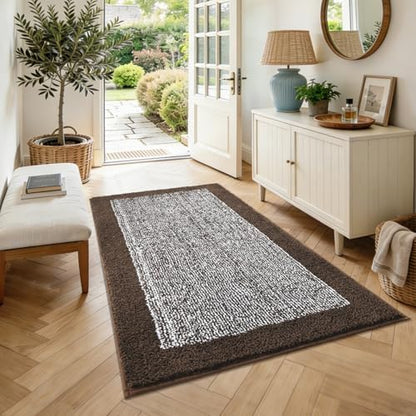 48x32 Large Bathroom Rugs Non Slip Washable, Soft Absorbent Bath Mat Brown
