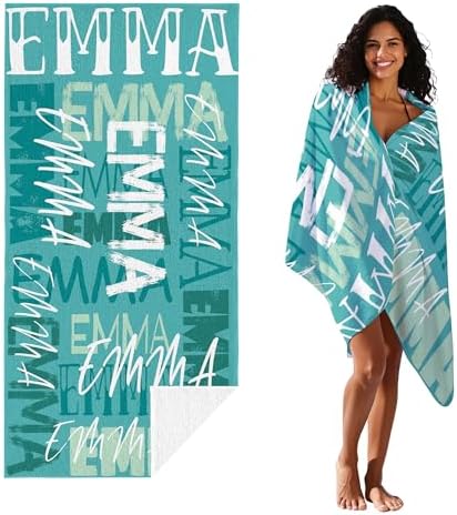 JML Personalized Beach Towel with Name, Custom Beach Towel with Name, Customized Microfiber Pool Towel, Quick Dry & Absorbent Swim Towel for Adult,Anniversary, Birthday, Summer Holiday,Vacation