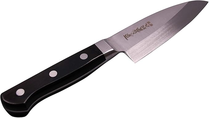 TOSHU 105 mm (4.13 inch) Pointed Carving Knife, Manually Sharpened Japanese Kitchen Knife Produced Utilizing Japanese Sword-Making Techniques - Damascus Pattern