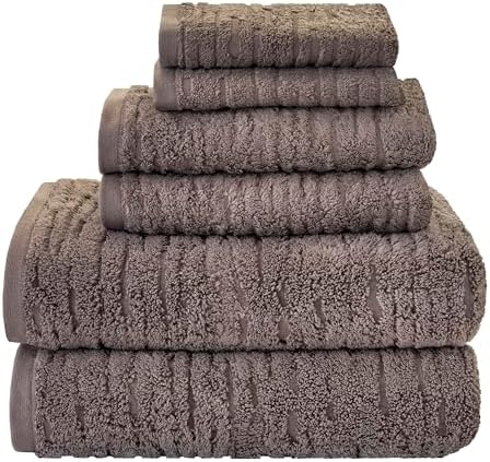 SKL Home CloudSoft Bath Towel Set, 6-Piece, 100% Cotton Luxury, Mink Brown