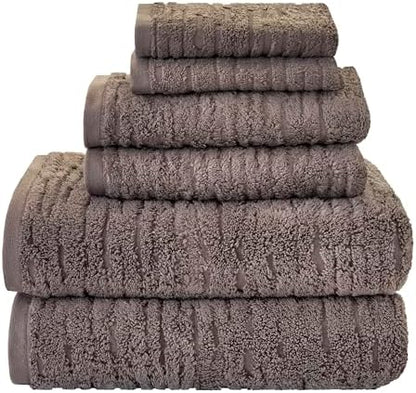 SKL Home CloudSoft Bath Towel Set, 6-Piece, 100% Cotton Luxury, Mink Brown