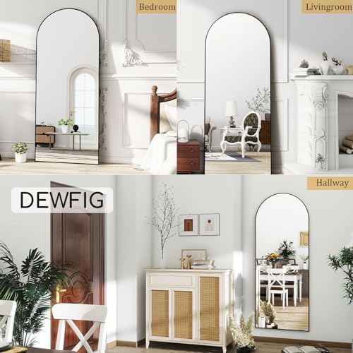 Dewfig Full Length Mirror, 70"x26" Arched Full Body Mirror, Black