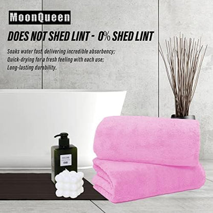 MOONQUEEN 6 Pack Premium Bath Towel Set - Quick Drying - Microfiber Coral Velvet Highly Absorbent Towels - Multipurpose Use as Bath Fitness, Bathroom, Shower, Sports, Yoga Towel (Frozen Berry)