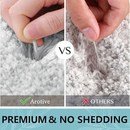 Arotive Microfiber Bathroom Rugs, Shaggy Soft Absorbent Bath Rug, 47x17