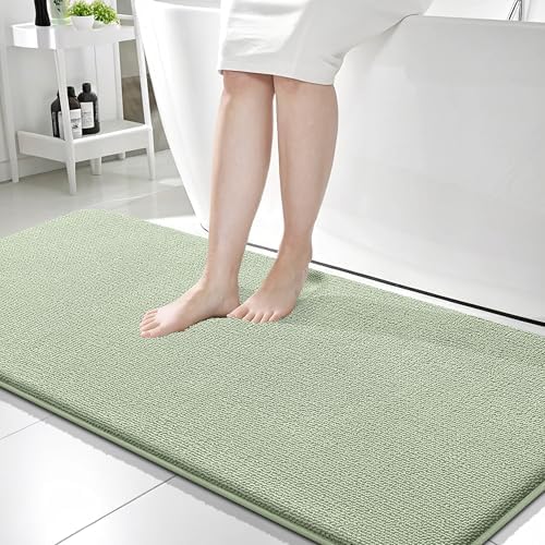 OLANLY Memory Foam Bathroom Runner Rugs 59x24, Long Bath Mats, Sage Green