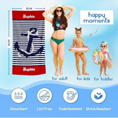 JML Personalized Beach Towel with Name, Microfiber, 30 x 60 in