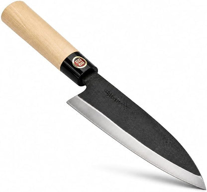YOSHIDAHAMONO Funkai Santoku Knife 6.3 Inch, Aogami #2 Carbon Steel HRC 62-64, Gift for Serious Home Cooks, Magnolia Wa Handle, 15-Degree Edge, Made in Japan, 3-Year Warranty