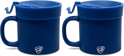Silipint 16oz Silicone Coffee Mug Tumbler with Flip Lid – Unbreakable Dishwasher Safe Microwave Oven & Freezer Compatible – Non-Toxic Reusable Cup, Coffee Tea, Cold Drinks, Classic Blue - Pack of 2