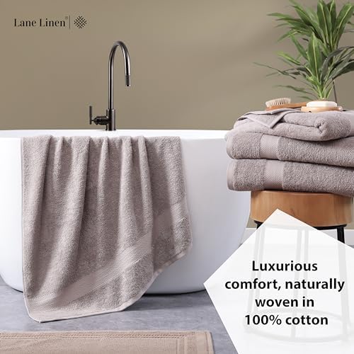 LANE LINEN Towel Set 4 Piece Soft Absorbent Quick Dry - Platinum