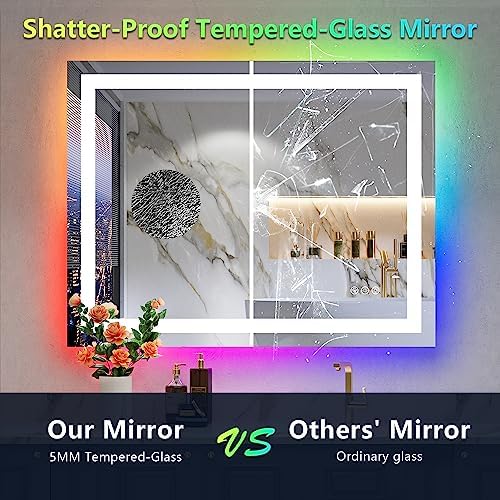 36x30 LED Bathroom Mirror with Lights, RGB Backlit Lighted Mirror