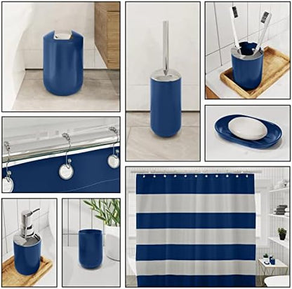 Clara Clark Bathroom Set - Navy Bathroom Accessories Set, 20PC Bathroom Accessory Set, Shower Curtain Set with Liner, Toothbrush Holder, Soap Dispenser, Soap Dish, Toilet Brush Holder, and Trash Can