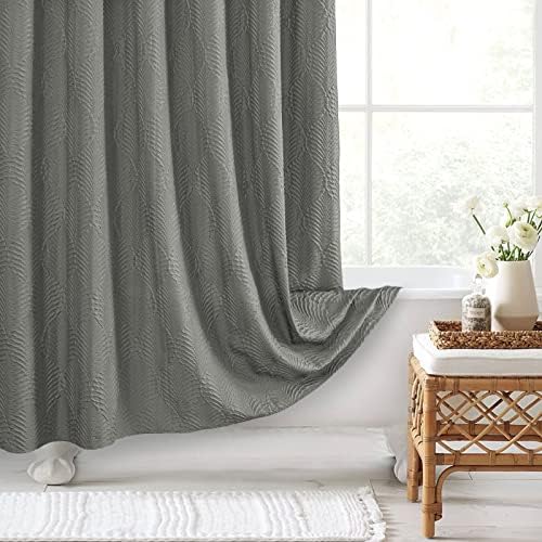Gibelle Grey Shower Curtain for Bathroom, 3D Embossed Textured Fabric Shower Curtain, Modern Farmhouse Chic Soft Cloth Shower Curtain Set, 72x72