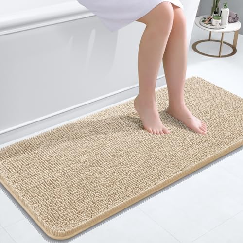 OLANLY Bathroom Runner Rugs 47x20, Extra Soft Absorbent Chenille Bath Rugs
