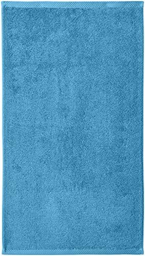Amazon Basics 8-Pack Lightweight Quick-Dry Hand Towels, 100% Cotton, 28" x 16", Lake Blue