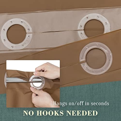 No Hook PEVA Shower Curtain or Liner, Standard Size 71 x 74, Brown