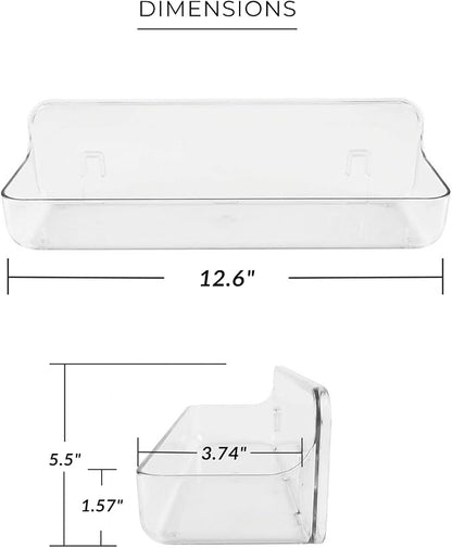 No-Drill Acrylic Shower Caddy – Wall Mounted Bathroom Shelf with Drain Holes, Strong Adhesive, Large Capacity for Shower, Kitchen, RV – Sandra Series