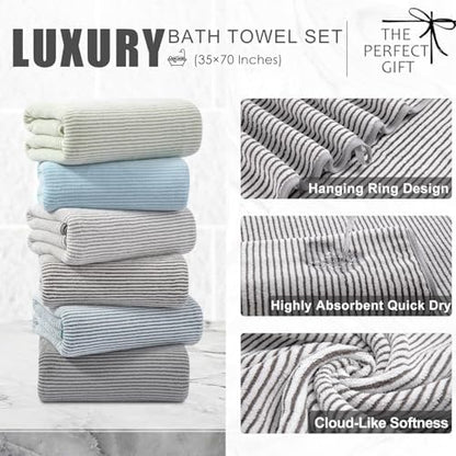 4 Piece Bath Towel Set 35"x70"Oversized Bath Towel for Bathroom Ultra Soft Fluffy Extra Large Bath Sheet Luxury Premium Bathroom Towel Highly Absorbent Quick Dry Shower Towel for Hotel Spa,Brown White