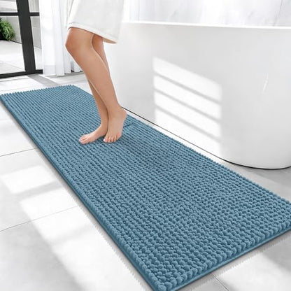 OLANLY Thick Chenille Bathroom Runner Rugs Mats 59x20, Airy Blue