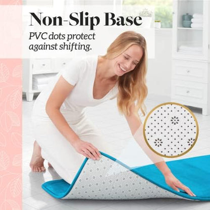Memory Foam Bath Mat Non Slip Absorbent Super Cozy Velvet Bathroom Rug Carpet (24 inches X 48 inches, Caribbean Sea)