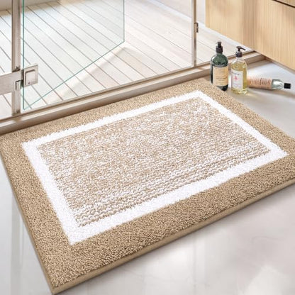 Color&Geometry 16"x24"Small Bath Mats for Bathroom Simple and Stylish,Khaki