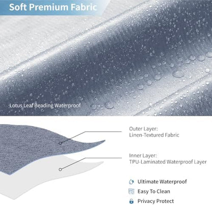 Long Fabric Shower Curtain,No Liner Needed,72x78,Blue Gray