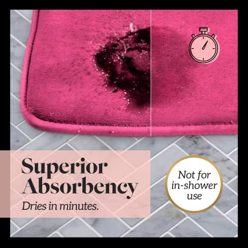 Memory Foam Bath Mat Non Slip Absorbent Super Cozy Velvet Bathroom Rug Carpet (72 inches X 24 inches, Fuschia)