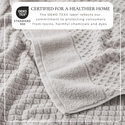 Great Bay Home Hand Towels - 100% Cotton 6 Pack 26x16 Hand Towel Set - Absorbent, Durable, Quick-Dry Towels for Bathroom (Light Grey)