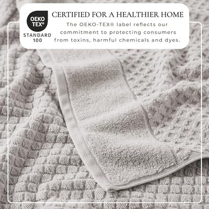 Great Bay Home Bath Towels - 100% Cotton 4 Pack 54x27 Bath Towel Set - Absorbent, Durable, Quick-Dry Towels for Bathroom (Light Grey)